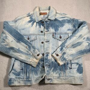 Levis Denim Jacket Adult Large Blue Acid Wash Dark 70507-0214 Distressed 80s 90s